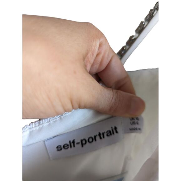 NWT Self Portrait Diamante accent‎ white lace bodice mini dress size 6 - Picture 11 of 14